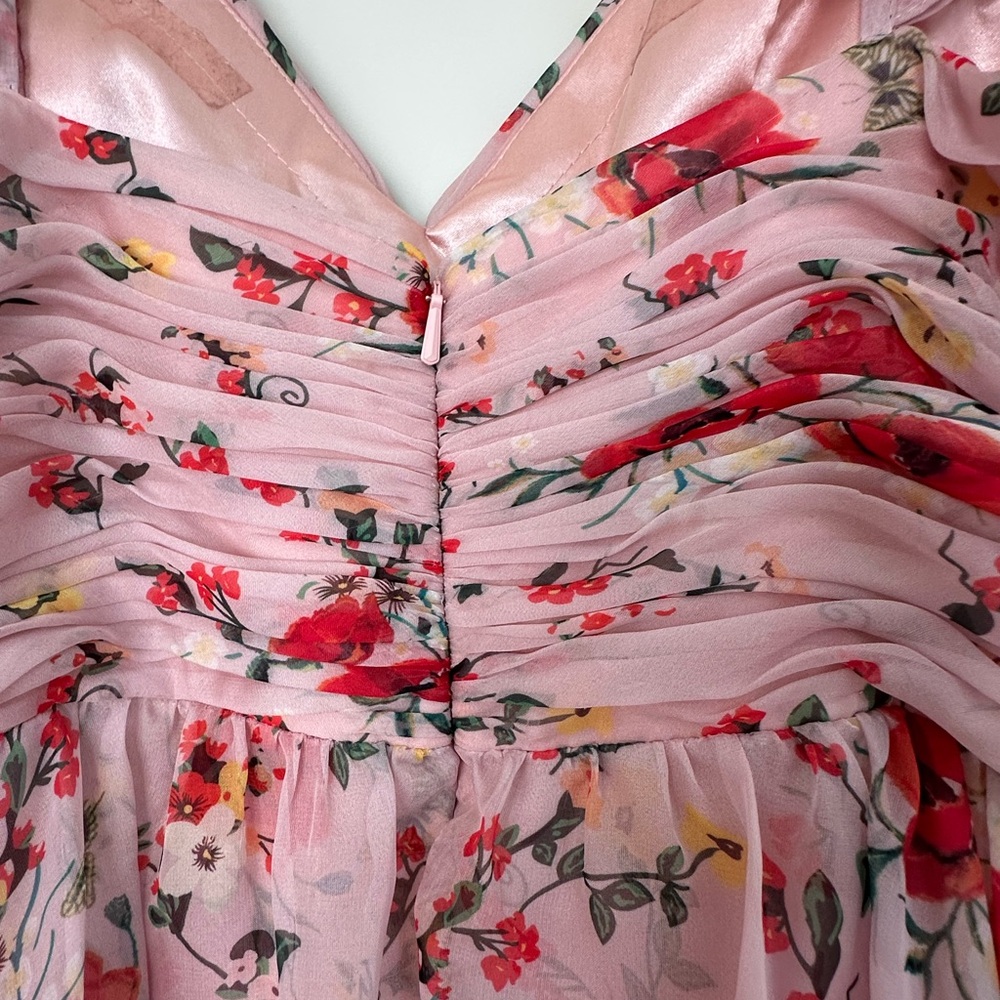 Mac Duggal Pink Floral Ruffled Tiered Maxi Dress - Picture 8 of 11